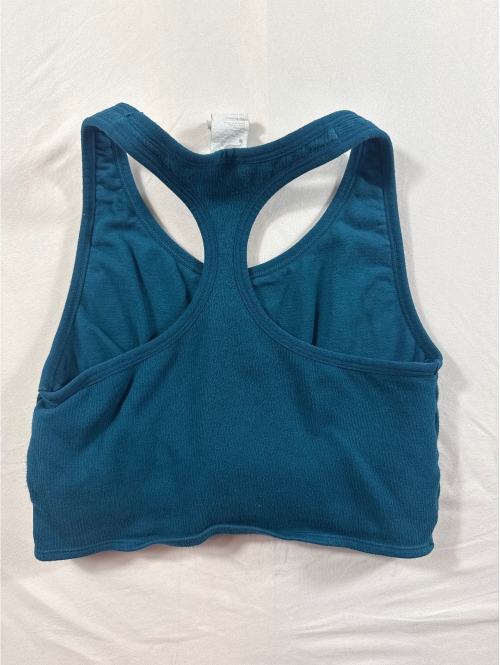 Athleta Teal Blue Ribbed Racerback Sports Bra Size Small - Picture 3 of 4